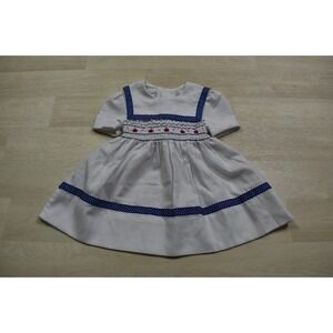 Vintage Poly Flinders Dress Girl Baby (2T) Christmas Nautical Waffle Knit Bow
